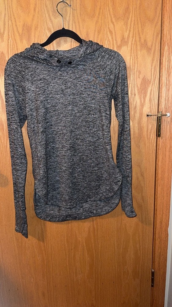 Athleta Uptempo Hoodie Sweatshirt Heathered Grey Thumb Holes Women's Size XS