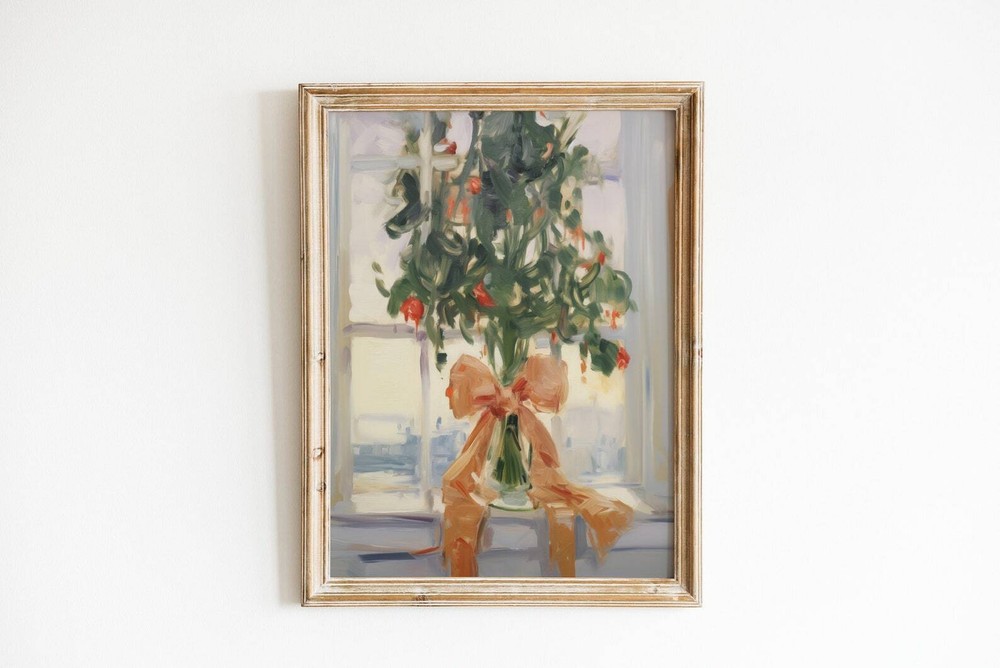 Girly Christmas Tree Print Festive Printable Wall Art Holiday Entryway Painting