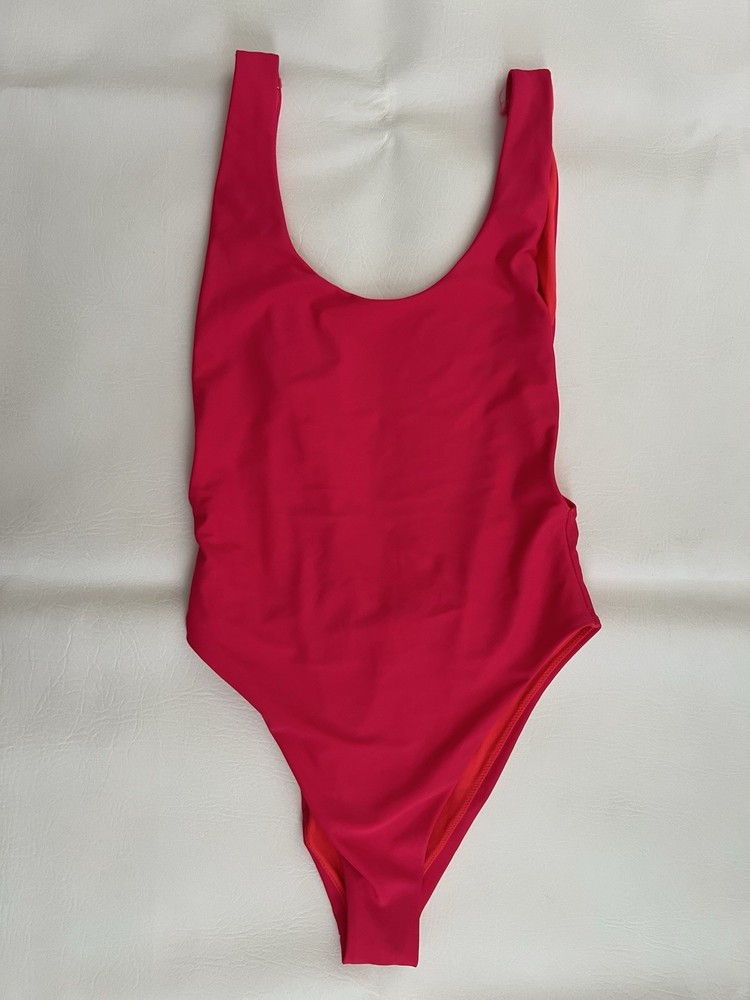 Aerie Neon Pink Scoop Neck One Piece Swimsuit Size Small Beach Resortwear