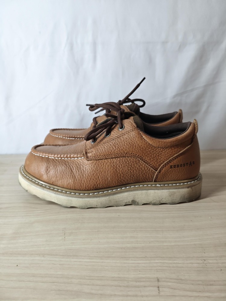 Eurostar Shoes Mens Size 9 Brown Tito Low Leather Moc Toe Casual Lace Up
