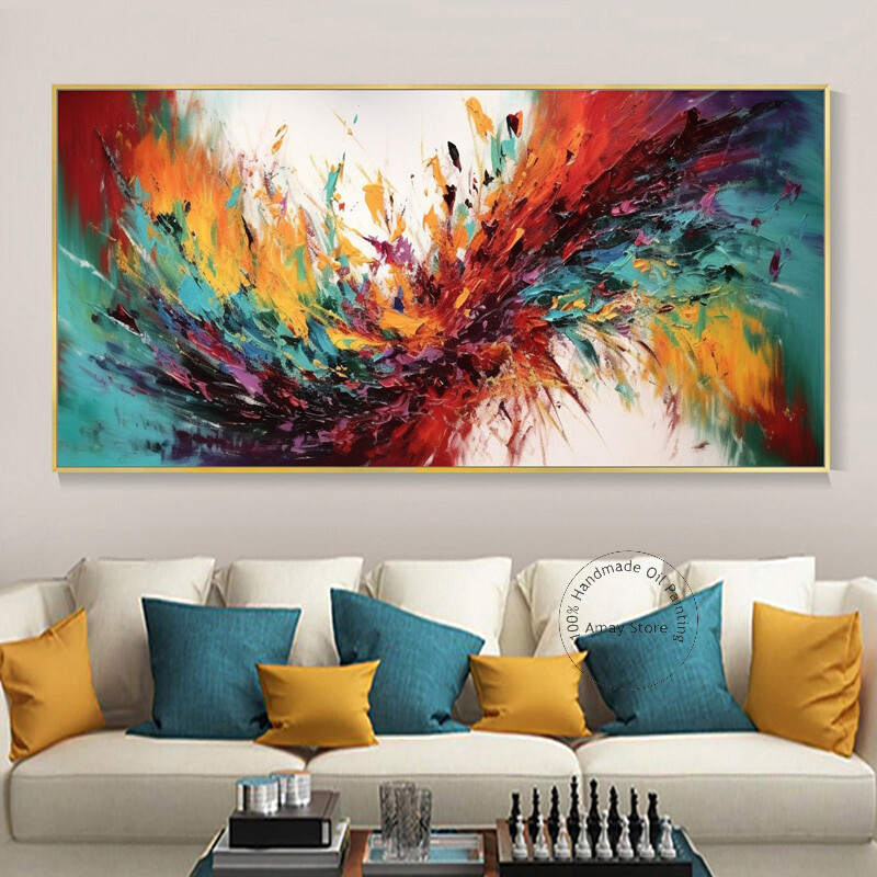 Vibrant Abstract Oil Painting Handmade on Canvas for Modern Art Decor-image