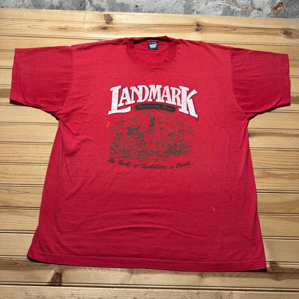 Vintage 80s Landmark Premium Beer Single Stitch Graphic T-Shirt USA Made - XXL