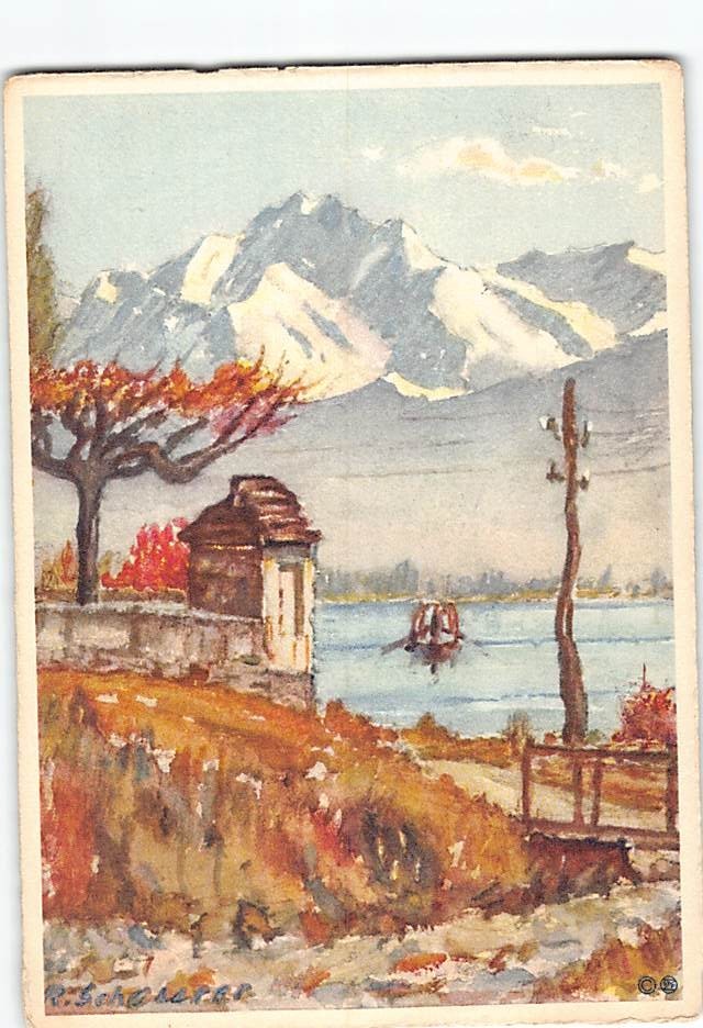 Postcard Painting of Locarno Switzerland