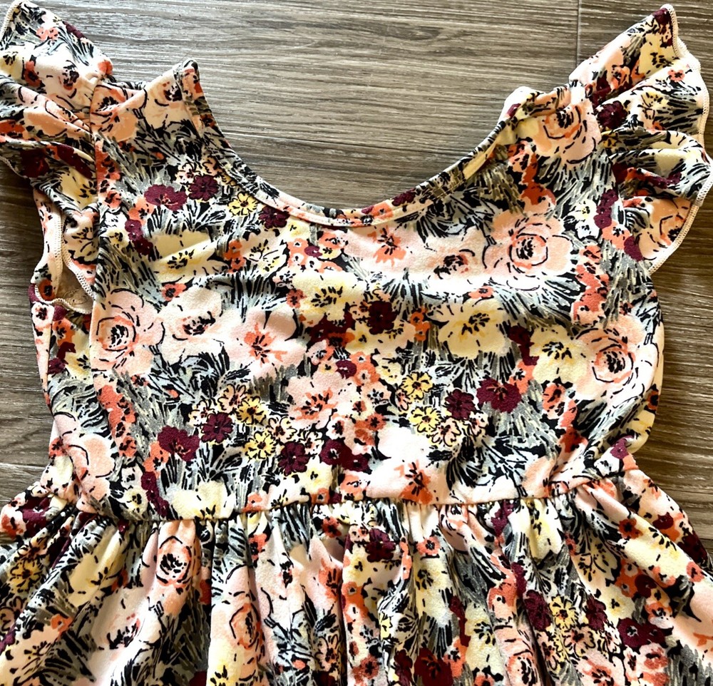 Dot Dot Smile Girls Floral Empire Flutter Sleeve Dress Size 7