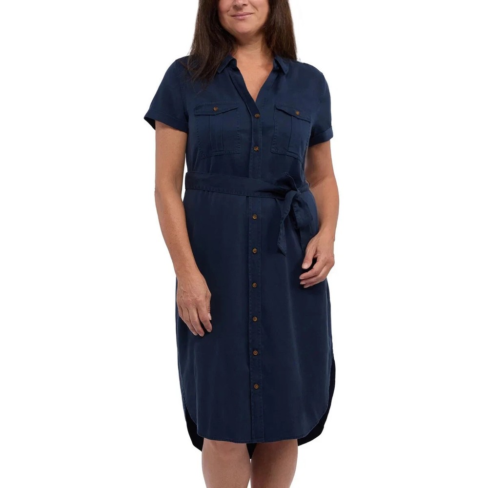 Teddi Rose Womens Shirt Dress Tencel, Navy,  L