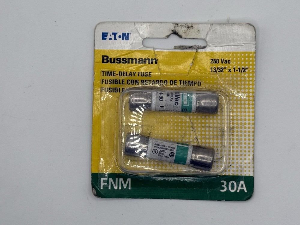 Bussmann FNM-30 Fuse 30 Amp 250V Time Delay Cartridge Eaton 2 Pack