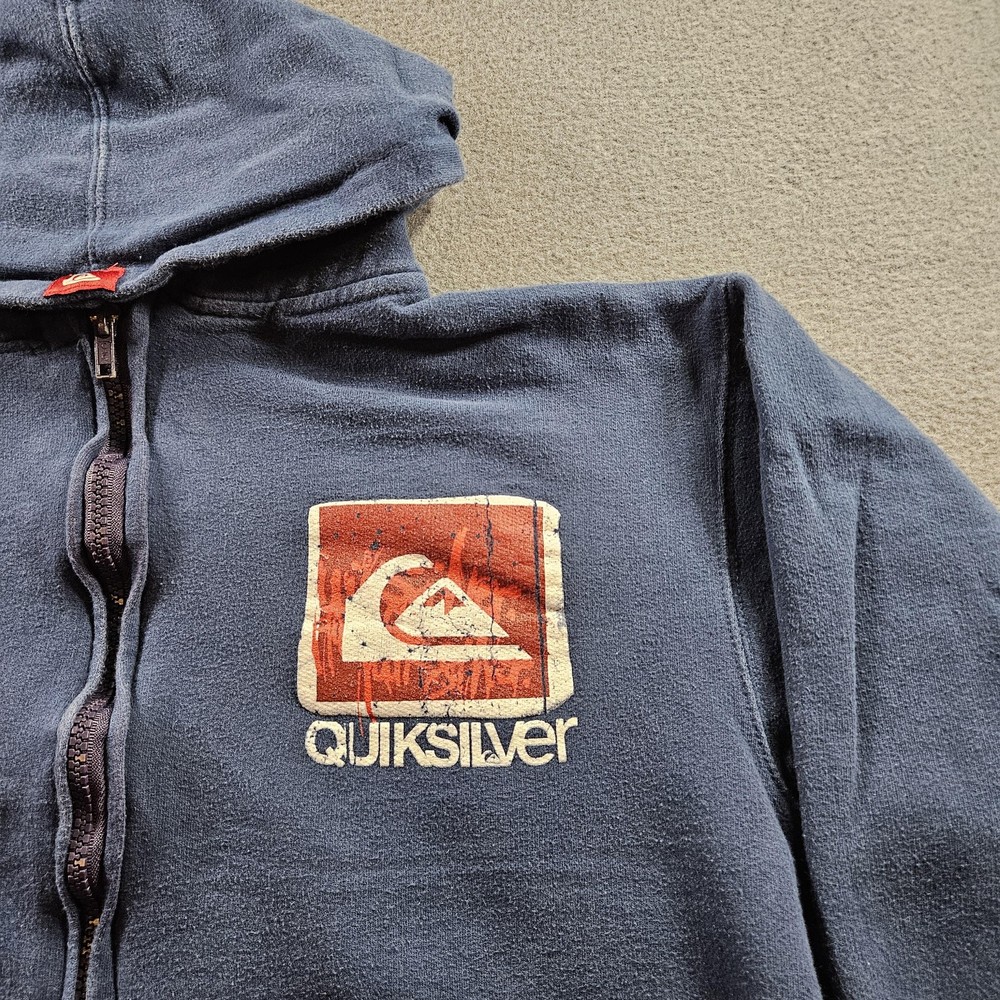 Quiksilver Hoodie Womens Small Blue Full Zip Sweatshirt Surf Y2K Grunge Skater