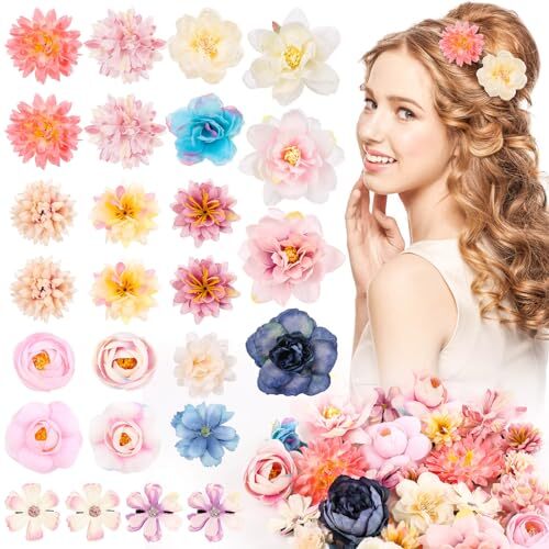 Hair Clips, 26Pcs Flower Hair Clips for Women, Flower Hair Accessories Pink