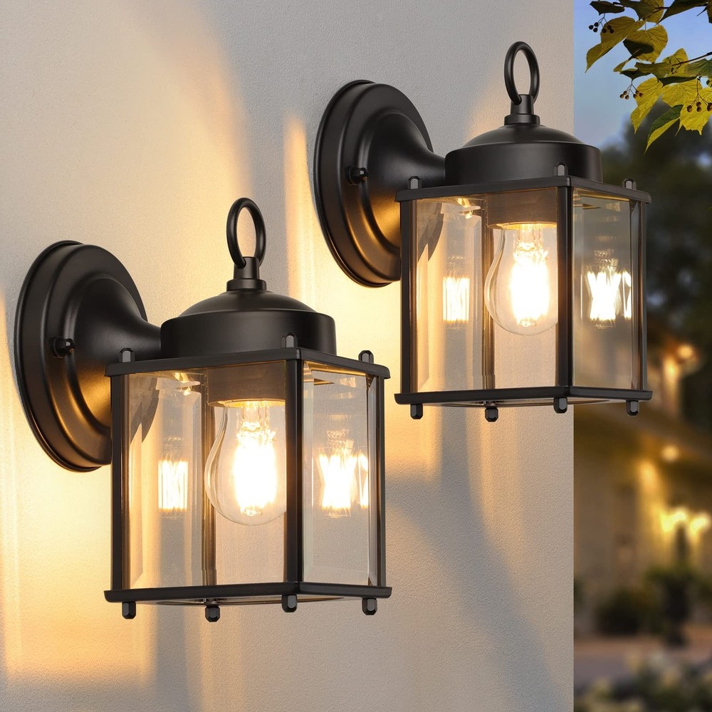 Outdoor Wall Lantern, Exterior Waterproof Wall Sconce Light Fixtures, Black F...