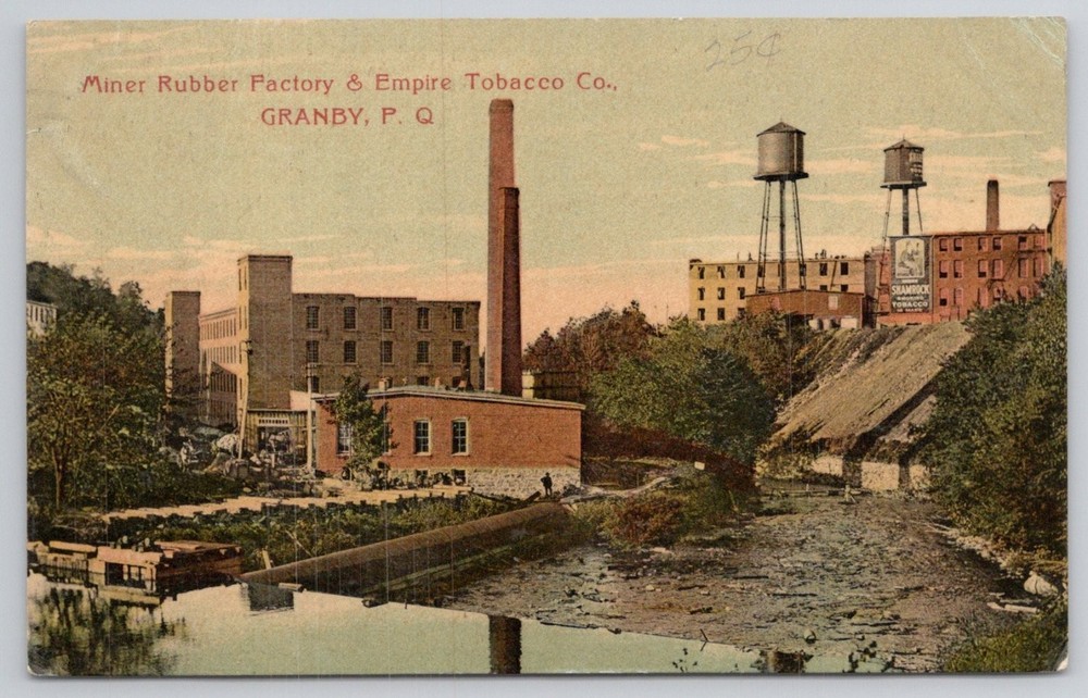 Granby, PQ Miner Rubber Factory & Empire Tobacco Co. Postcard 1911
