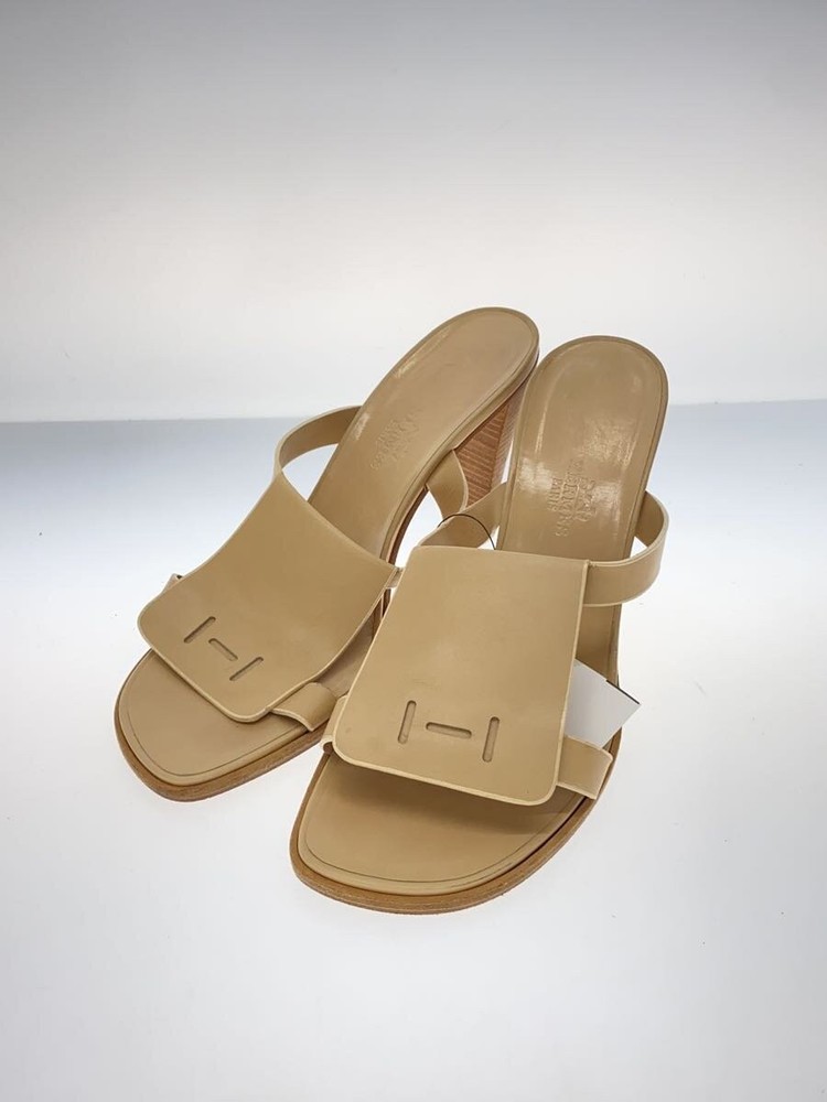 Authentic HERMES Beige Leather Slip-On Sandals EU 37 Pre-Owned