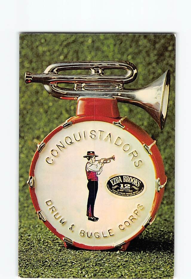 Postcard Ezra Brooks Whiskey Decanter Conquistadors Drum & Bugle Corps Kentucky