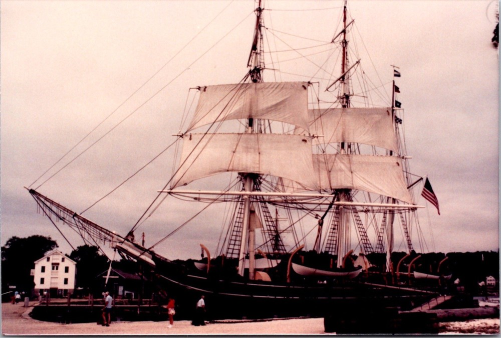 Vintage Color Photo of Historic Tall Ship USS Constitution at Dock 3x5