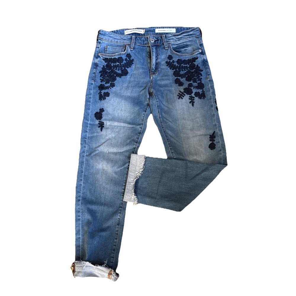 Pilcro The Slim Letterpress Jeans 27 by Anthropologie Embroidered