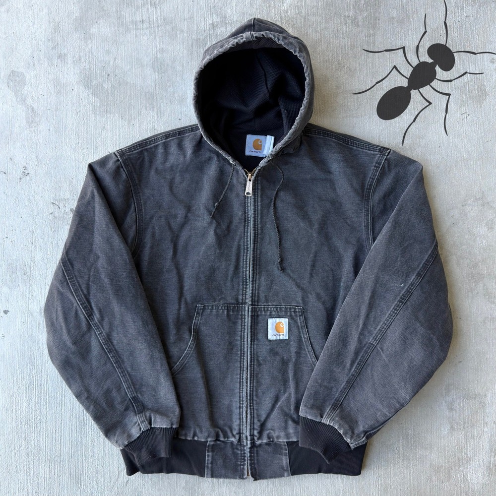 Vintage Y2K Carhartt black active hooded work wear jacket