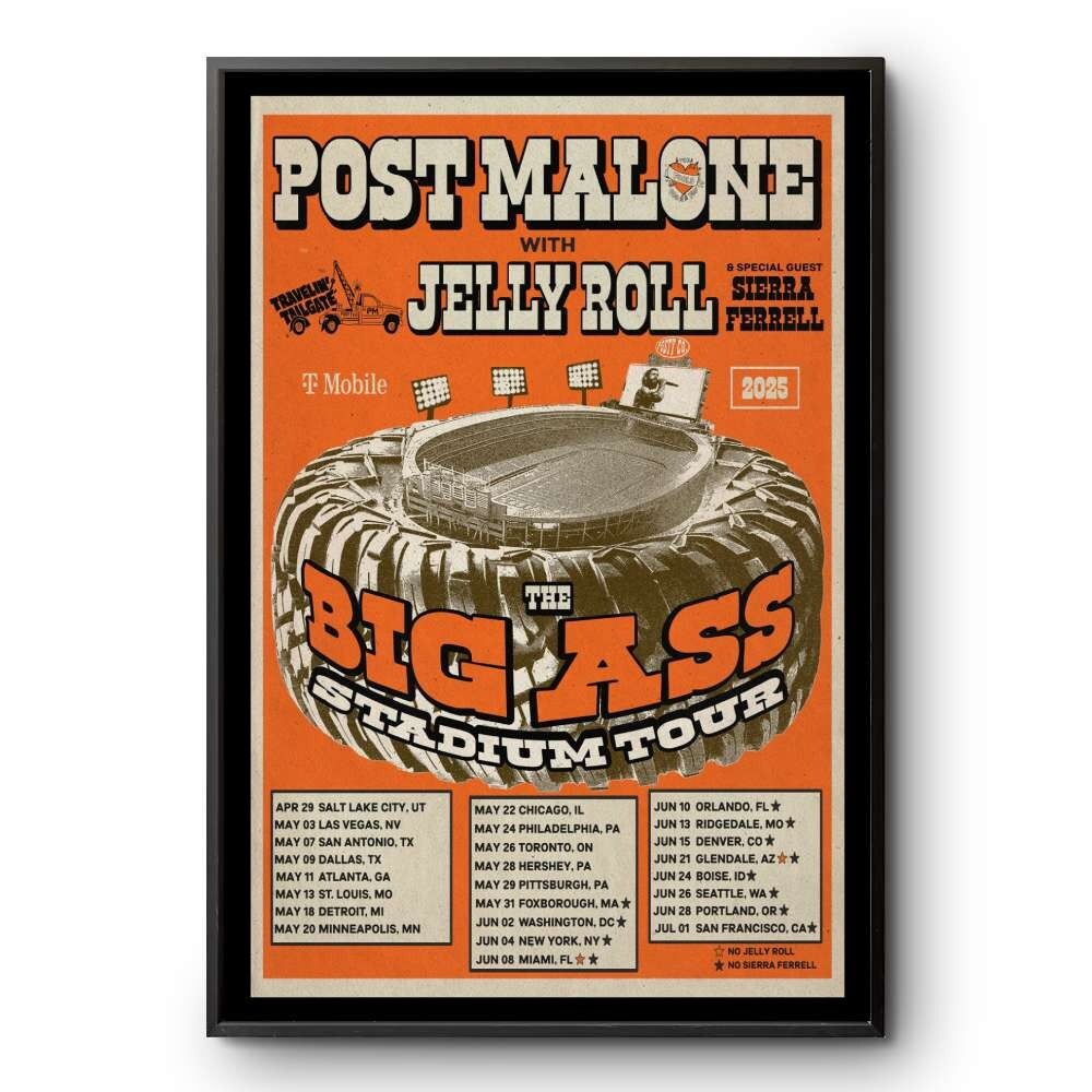 Post Malone 2025 Stadium Tour Poster - Big Ass Wall Art Decor