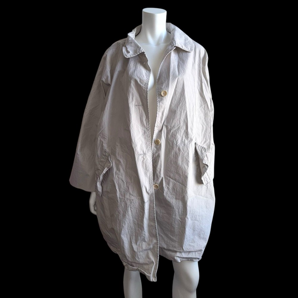OSKA Women’s Jacket Coat Size 2 XL XXL Gray Button Lagenlook Cotton Blend