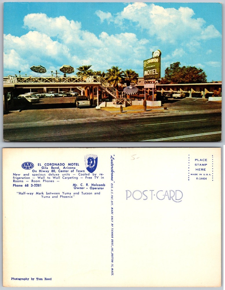 El Coronado Motel Gila Bend Arizona Postcard