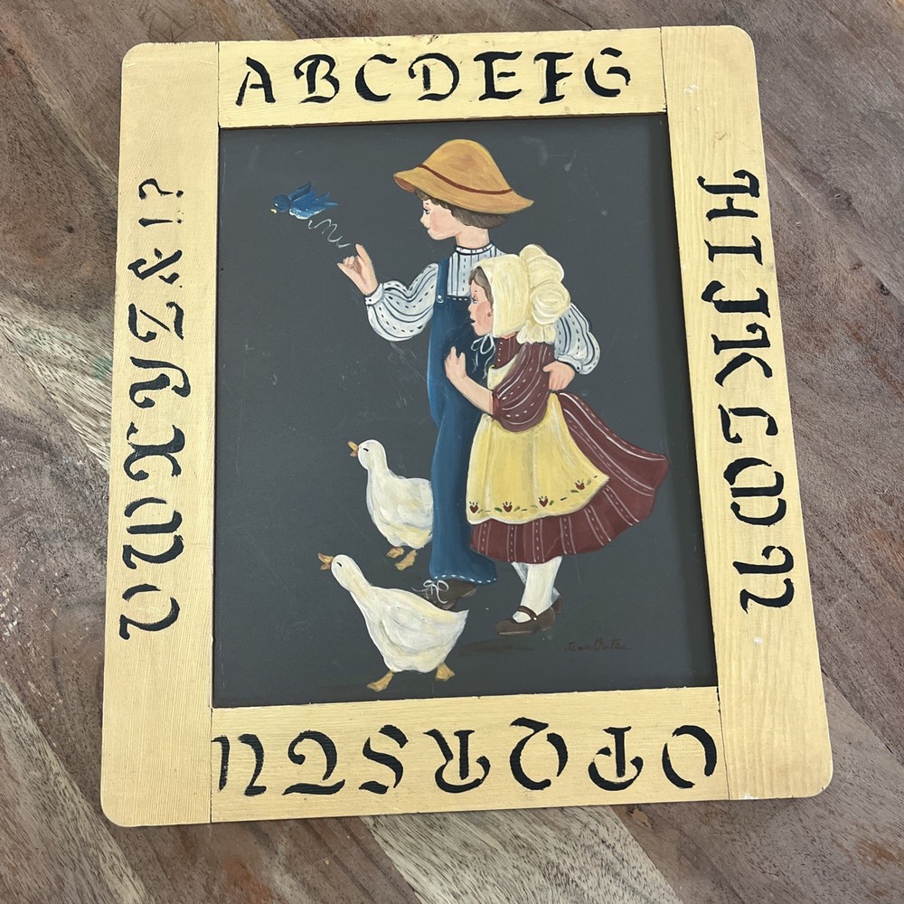 Alphabet Mother & Daughter Country Chalkboard Painting Jean Oates 13.5” x 11.5”