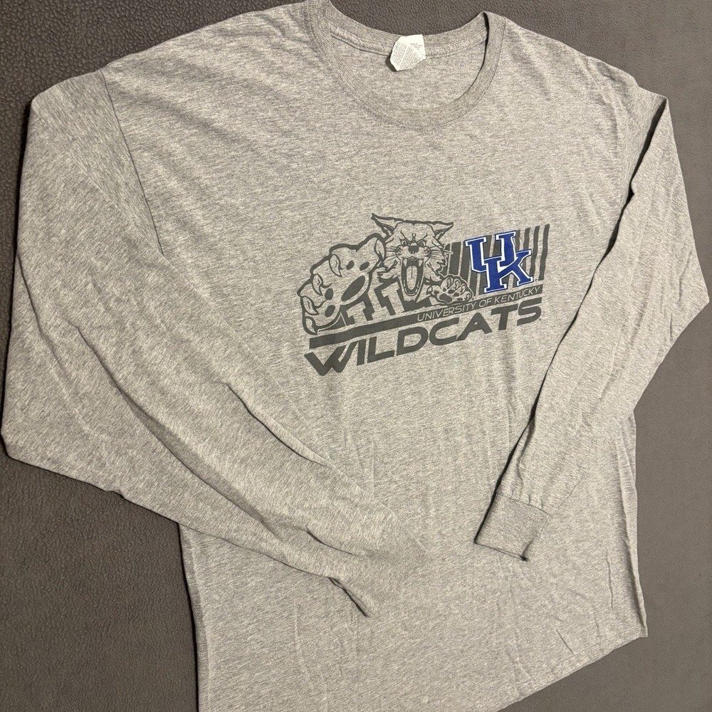 Vintage University Of Kentucky Wildcats Shirt Gray Long Sleeve Jerzees Tag READ