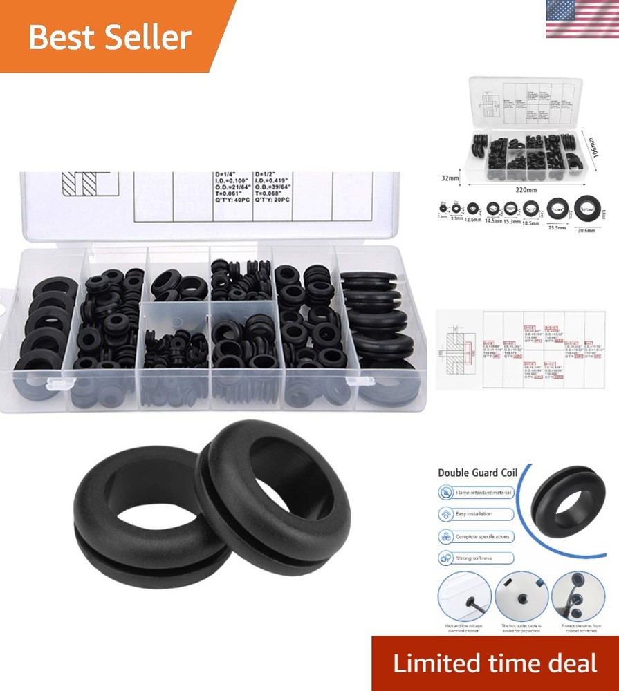 180Pcs Rubber Grommet Assortment Kit O Ring Washer Set Rubber Wire Grommets| ...