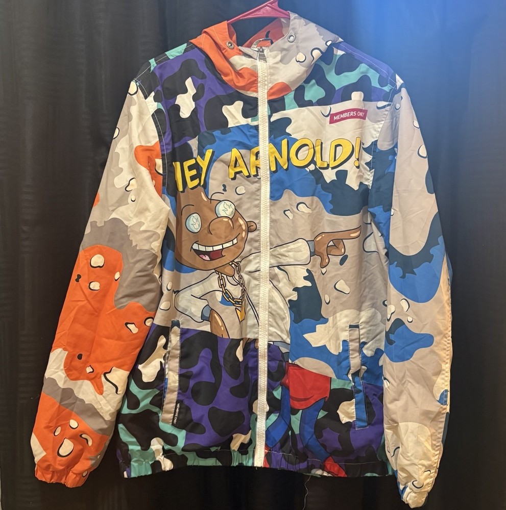 Members Only x Nickelodeon Hey Arnold Camo Bomber Jacket Windbreaker Size Medium