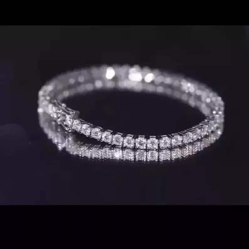 6-Piece Round Cut Lab-Grown Diamond Tennis Bracelet for Women in 14k White Gold Plated 7 Inch
