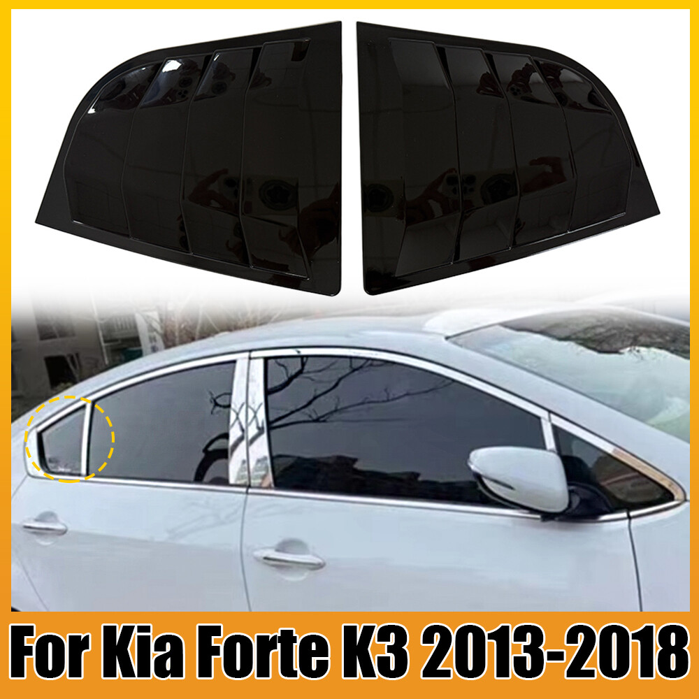 2Pcs Gloss Black Side Vent Window Louver Shutter Cover For 2013-18 Kia Forte K3