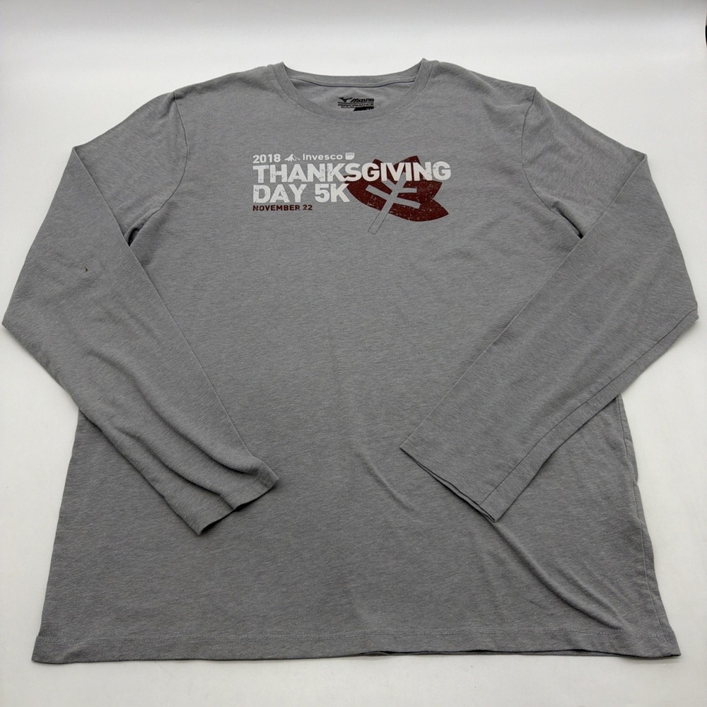 Mizuno Performance Long Sleeve T-shirt Mens XL Gray Graphic Print Logo.#39866