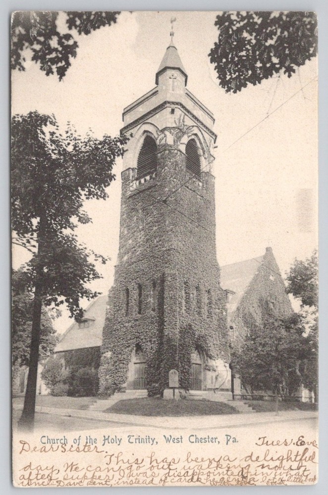 1905 West Chester PA Holy Trinity Church Ivy Covered Rotograph Postcard