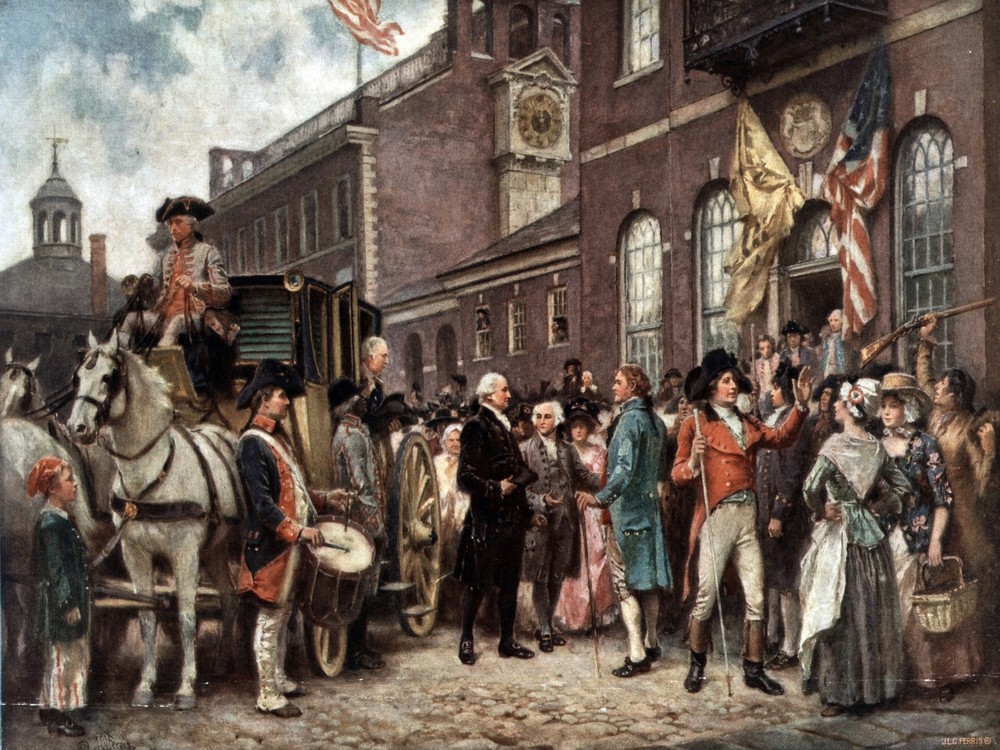 9160. George Washington se reúne con la gente local. PÓSTER.decoración arte de oficina en casa