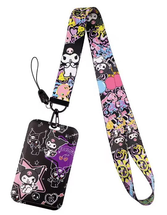 Kuromi Lanyard ID Card Holder Keychain Neck Strap 