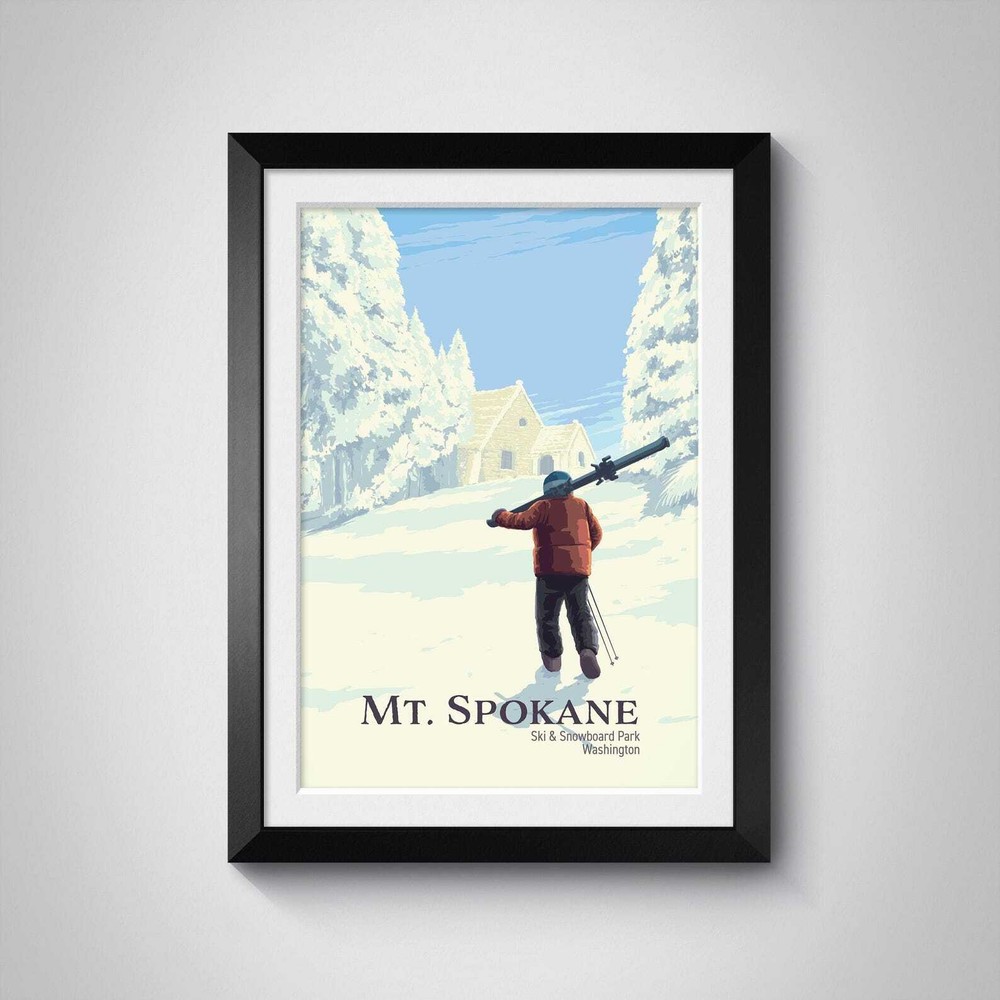 Mt Spokane Ski And Snowboard Park Vintage Ski Poster Winter Sports Wall Art