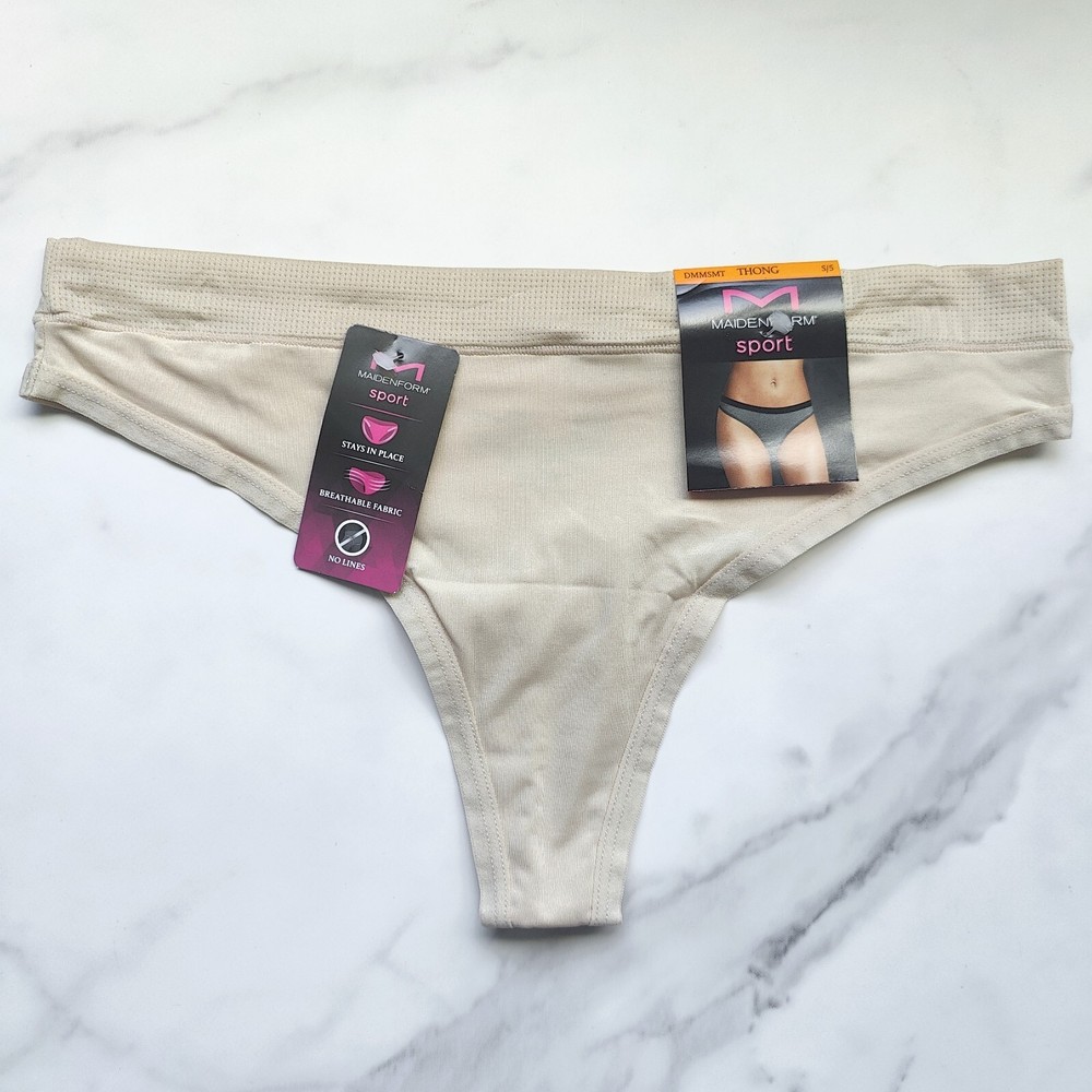 Maidenform Sport Thong Panty Latte Lift Heather (Nude 5) SZ S/XL