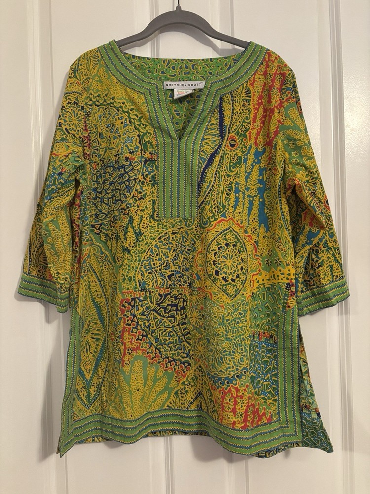 Gretchen Scott - Women’s Multi-Colored Patterned Tunic.  Size L