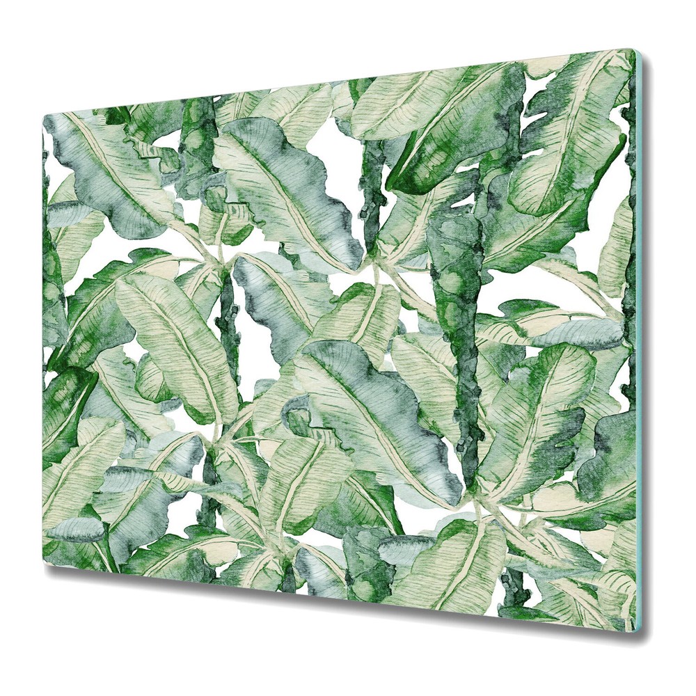 Glass Worktop protector Aquarelle Banana Leaves Tropical Exotic Jungle 60x52