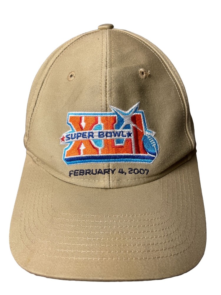 NFL Super Bowl XLI 2007 Adjustable Embroidered Tan Football Cap