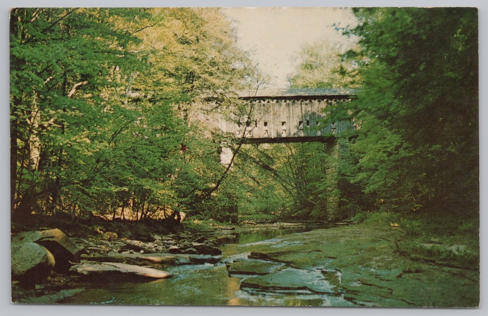 Bridge~Warners Hollow Windsor Mills Grand River~Vintage Postcard