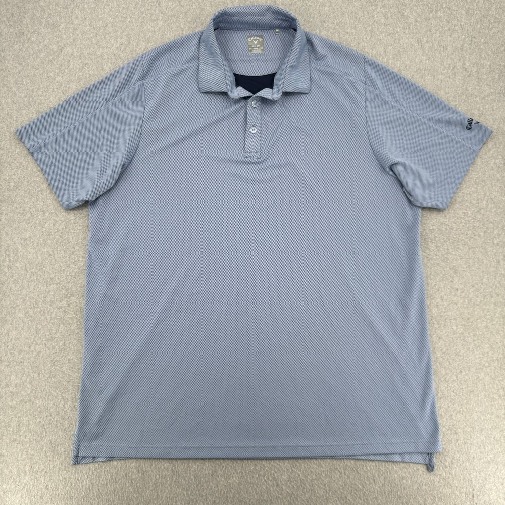 Callaway Shirt Men's 2XLT Blue Geometric S/S Logo Swing Tech Stretch Golf Polo