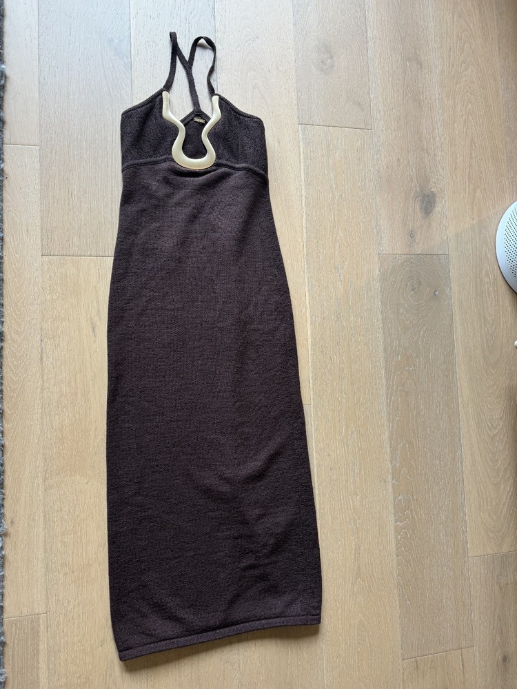 Cult Gaia Valma Knit Dress Chocolate Brown Sz S