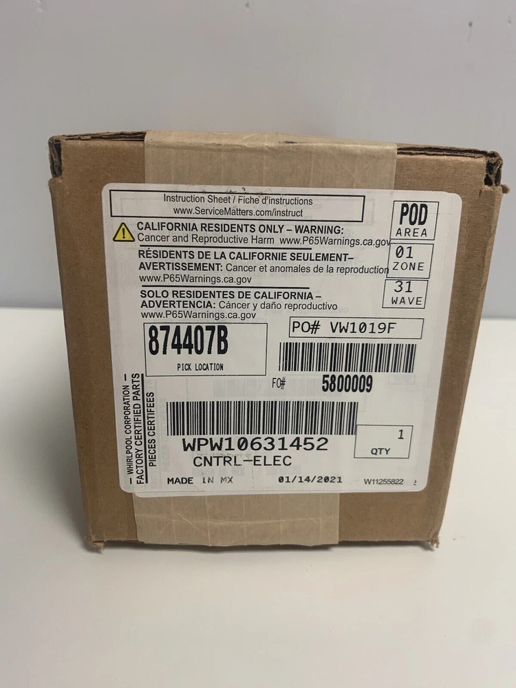 Whirlpool WPW10631452 Genuine OEM User Interface Control Board