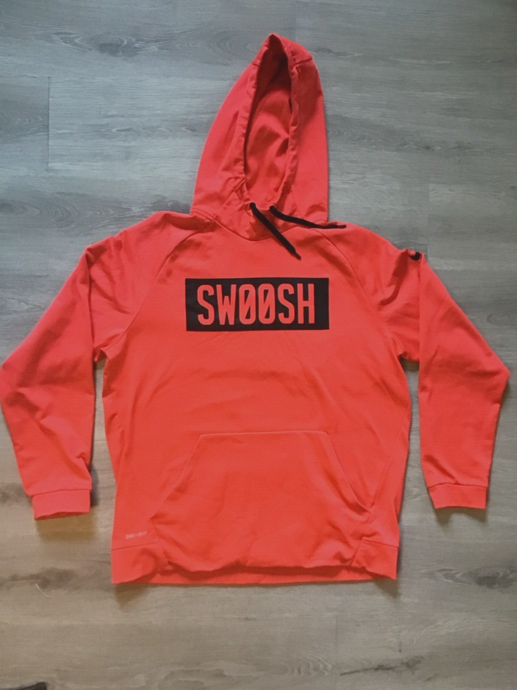 Nike Dri Fit Hoodie Mens XL Red Pullover Hooded Sweatshirt SWOOSH spelled out