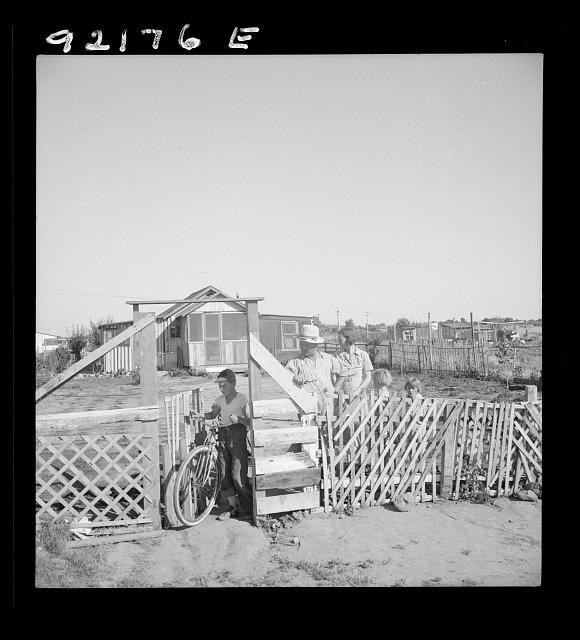 Highway City California 1939 Migrant Family with Bicycle WPA Home Fresno