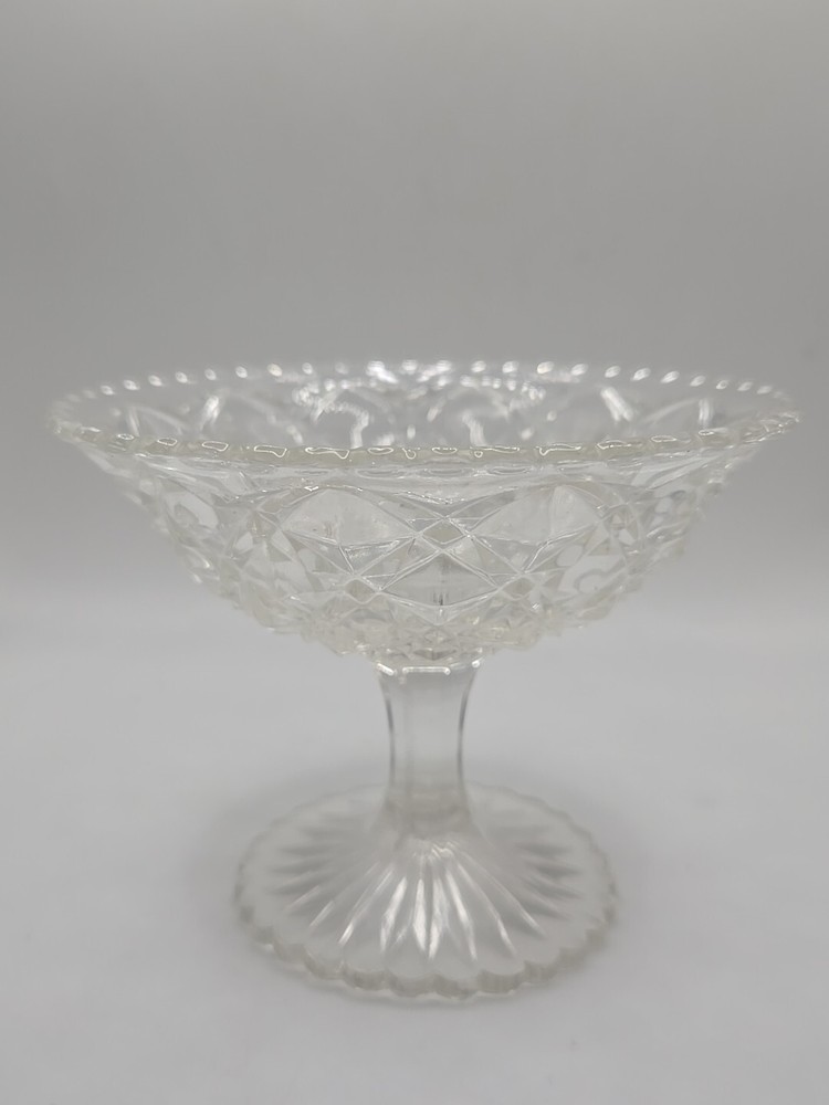 Imperial Diamond Glass Compote Clear Candy Serving Pedestal Bowl Dish  