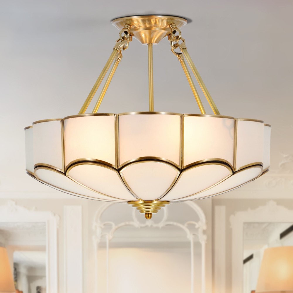 Retro Semi Flush Mount Ceiling Light Fixture, 4-Light Industrial Ceiling Light