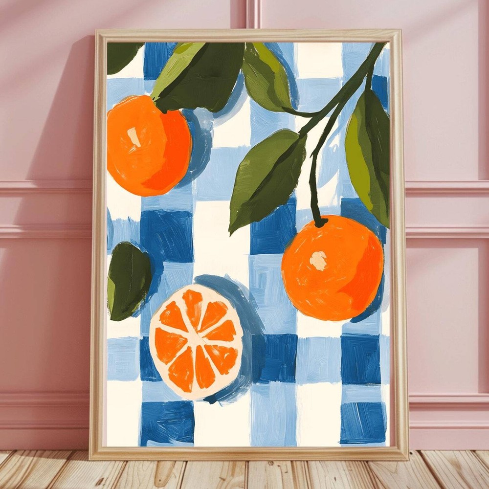 Minimalist Orange Painting Wall Art Orange Fruit Summer Poster Kitchen Prints