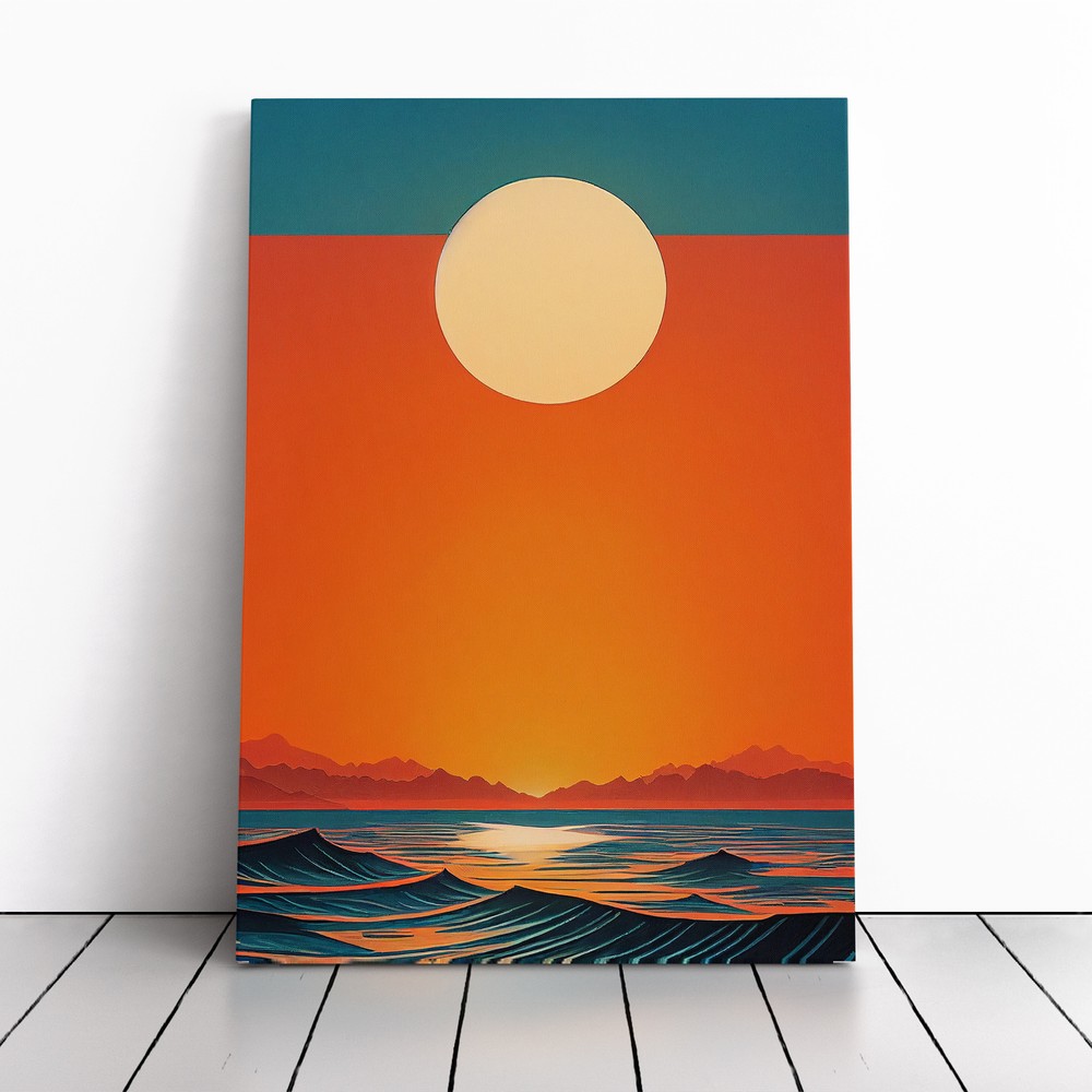 Wild Ocean Sunset Abstract Canvas Wall Art Print Framed Picture Dining Room