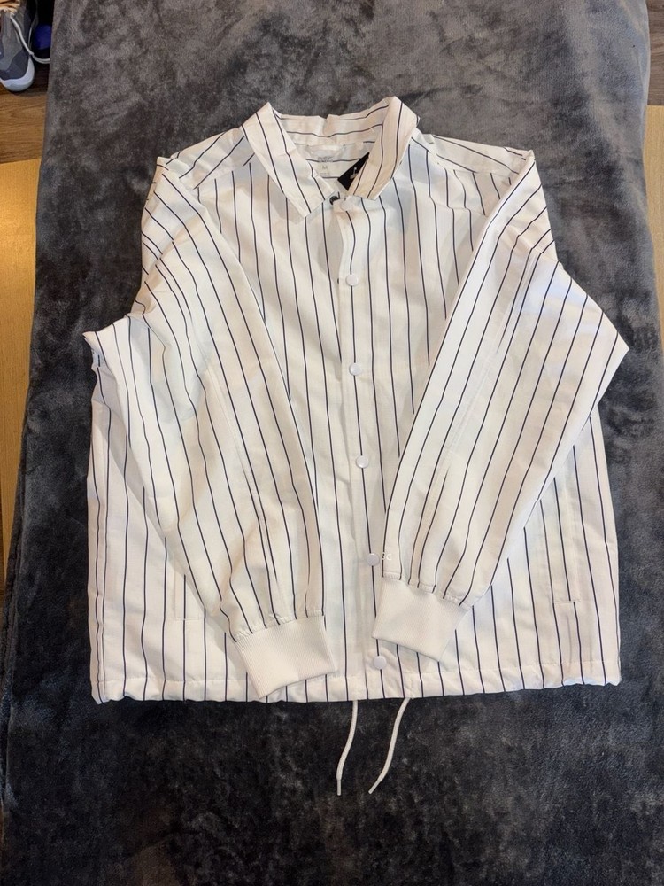 DSG Men's Pinstripe Coach Jacket with Ribbed Cuffs and Drawcord Hem