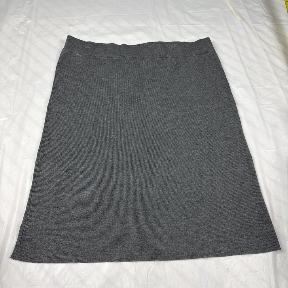 H&M Skirt Womens Medium Gray Jersey Pencil Stretch Pull On Knee Length Basic