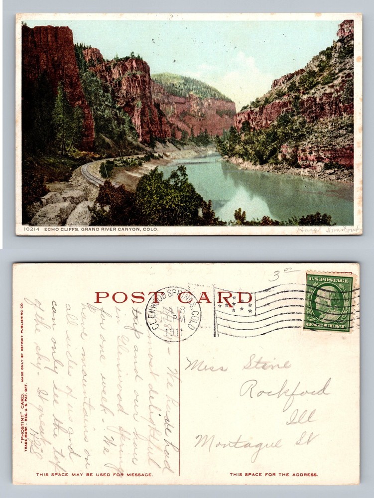 Grand River Canyon, CO-Colorado, Echo Cliffs View Old Souvenir Vintage Postcard